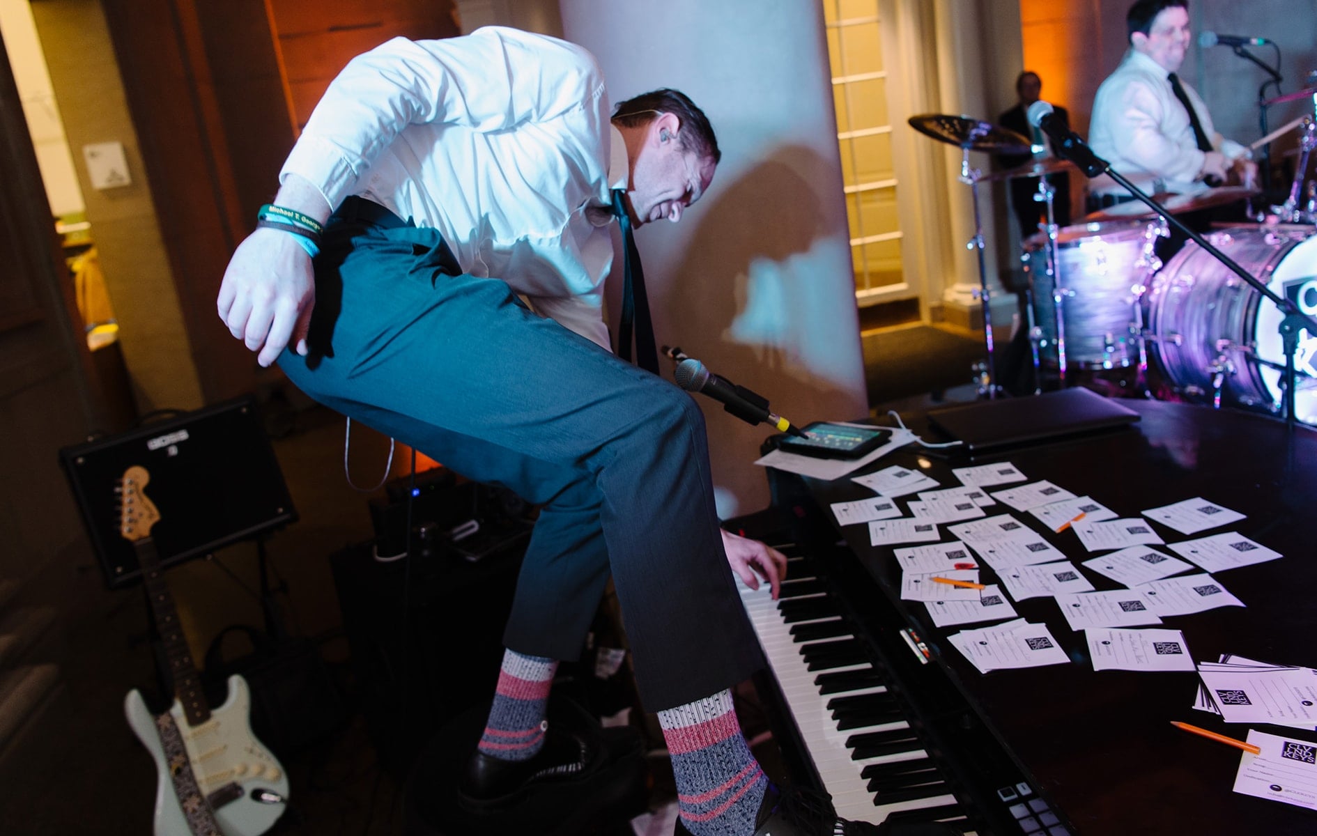 greg coffey playing lively performance at wedding