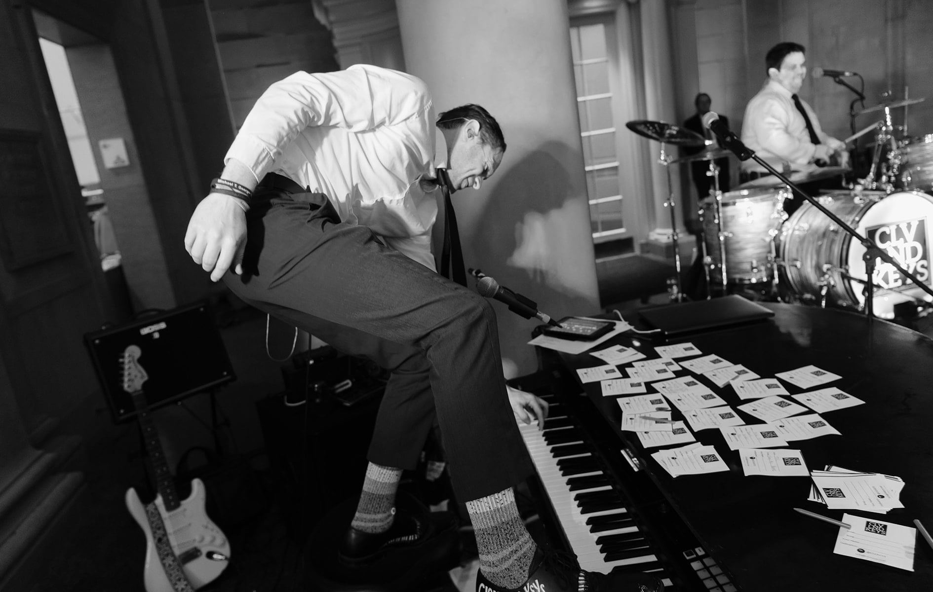 pianist playing keys with foot